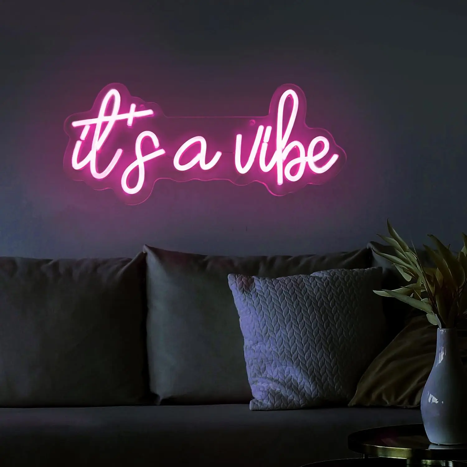 GOLDMORE 2Vibe Pink LED Neon Sign Dimmable Wall Decor for Home Beer Bar Cafe Game Room Birthday Wedding Decorations Boys Girls