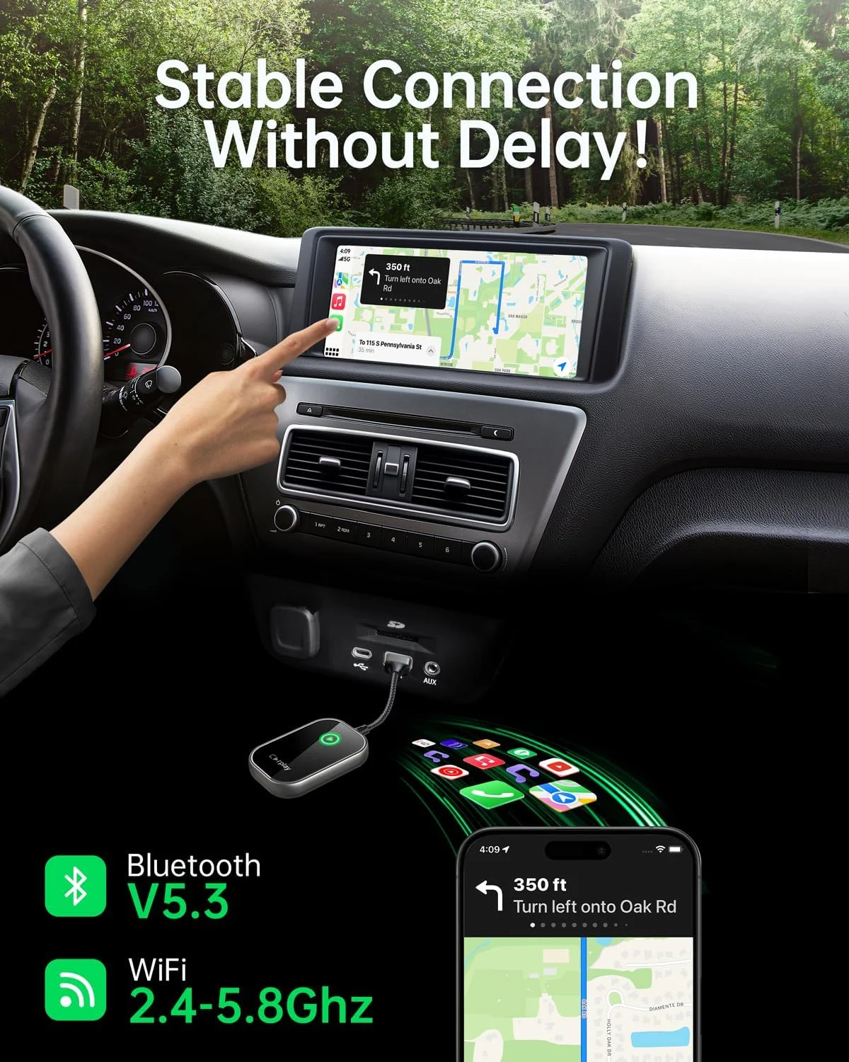 BOYI Wireless Android Auto Box For Iphone Wireless usb carplay adapter Dongle 2 in 1 Adapter For CarsToyota Fiat Audi Porshe