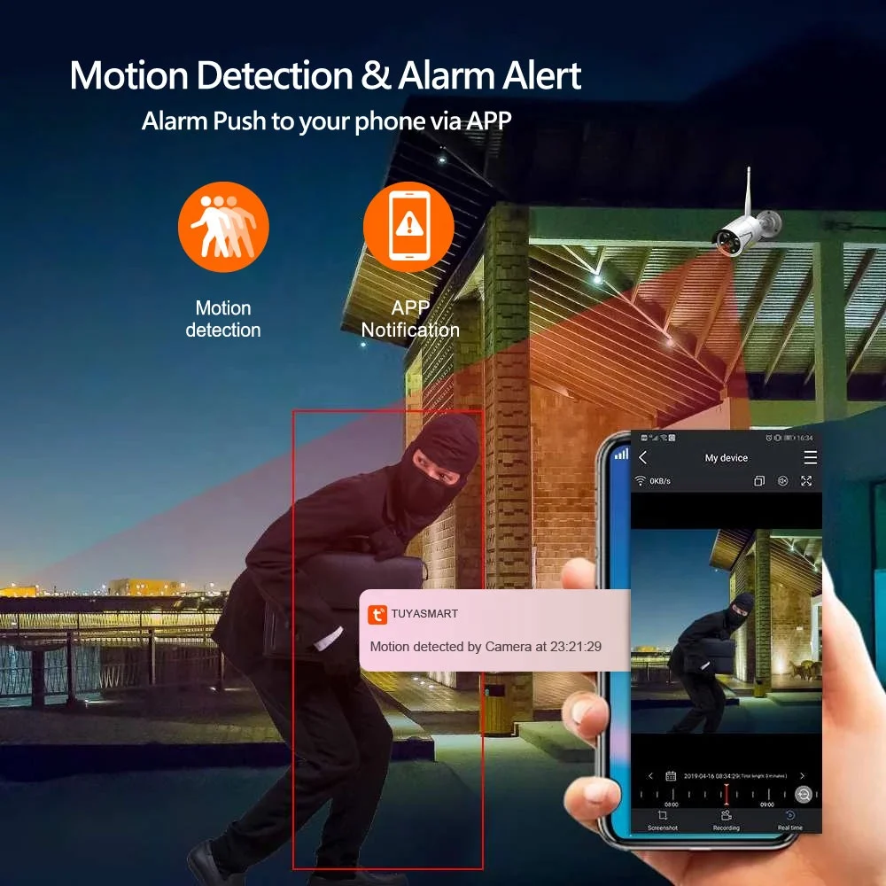 Factory Price Tuya Smart 2.0MP Waterproof  WiFi Security IP Camera Kit PST-TWK04BM