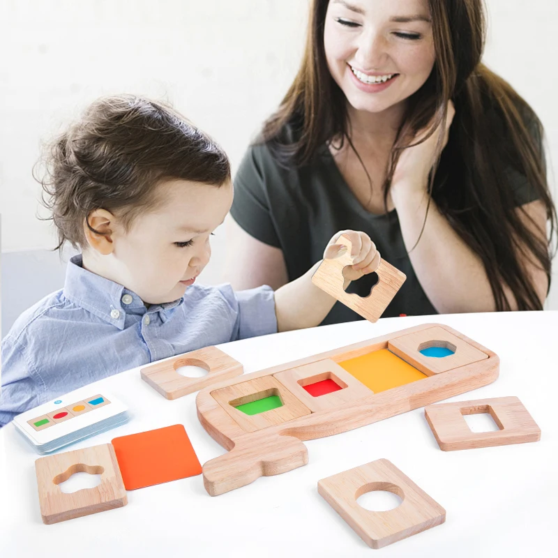 Montessori Geometry Color Separation Puzzle Wooden Toys Sensory Training Shape Matching Games Children Early Education Cognition