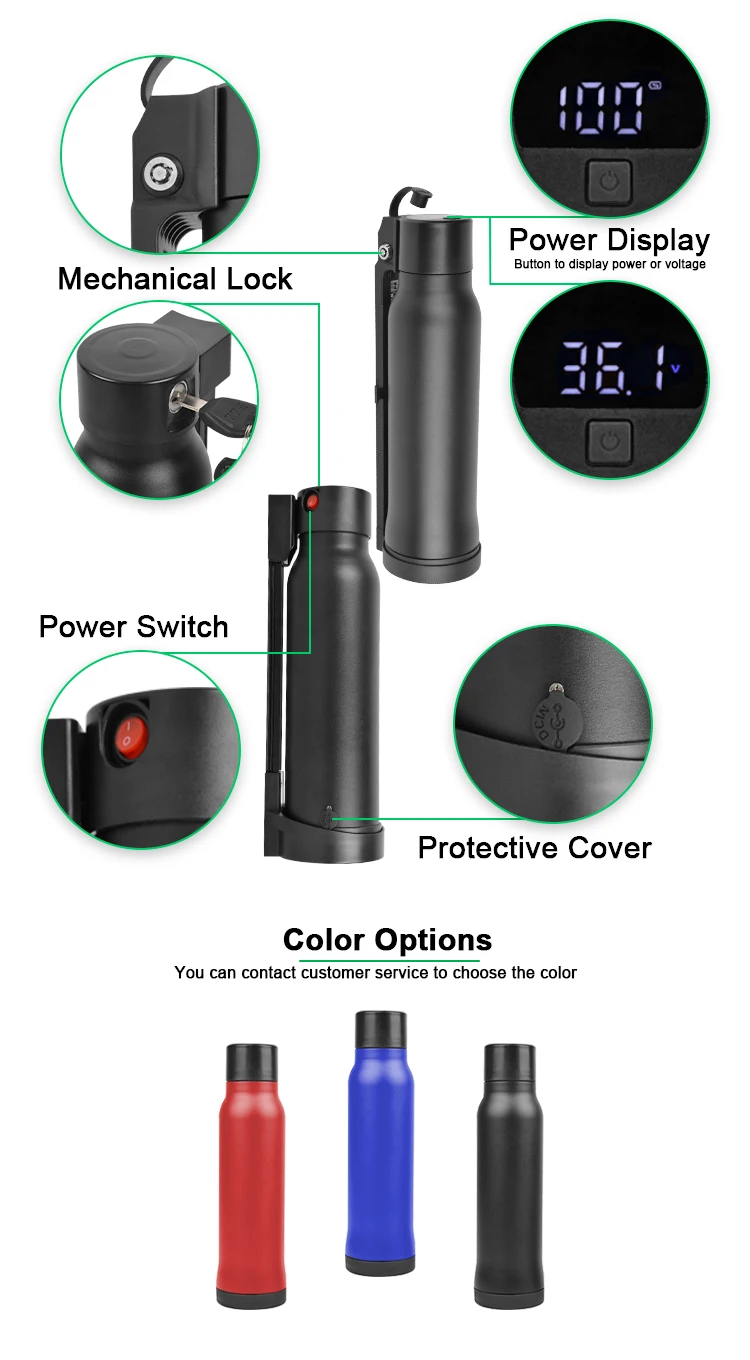 Deep Cycle Removeable Lithium ion li-ion 7Ah 9Ah 10.4Ah Water Bottle 24V 36V 48V E-Bike Battery for Electric E Bike Ebike