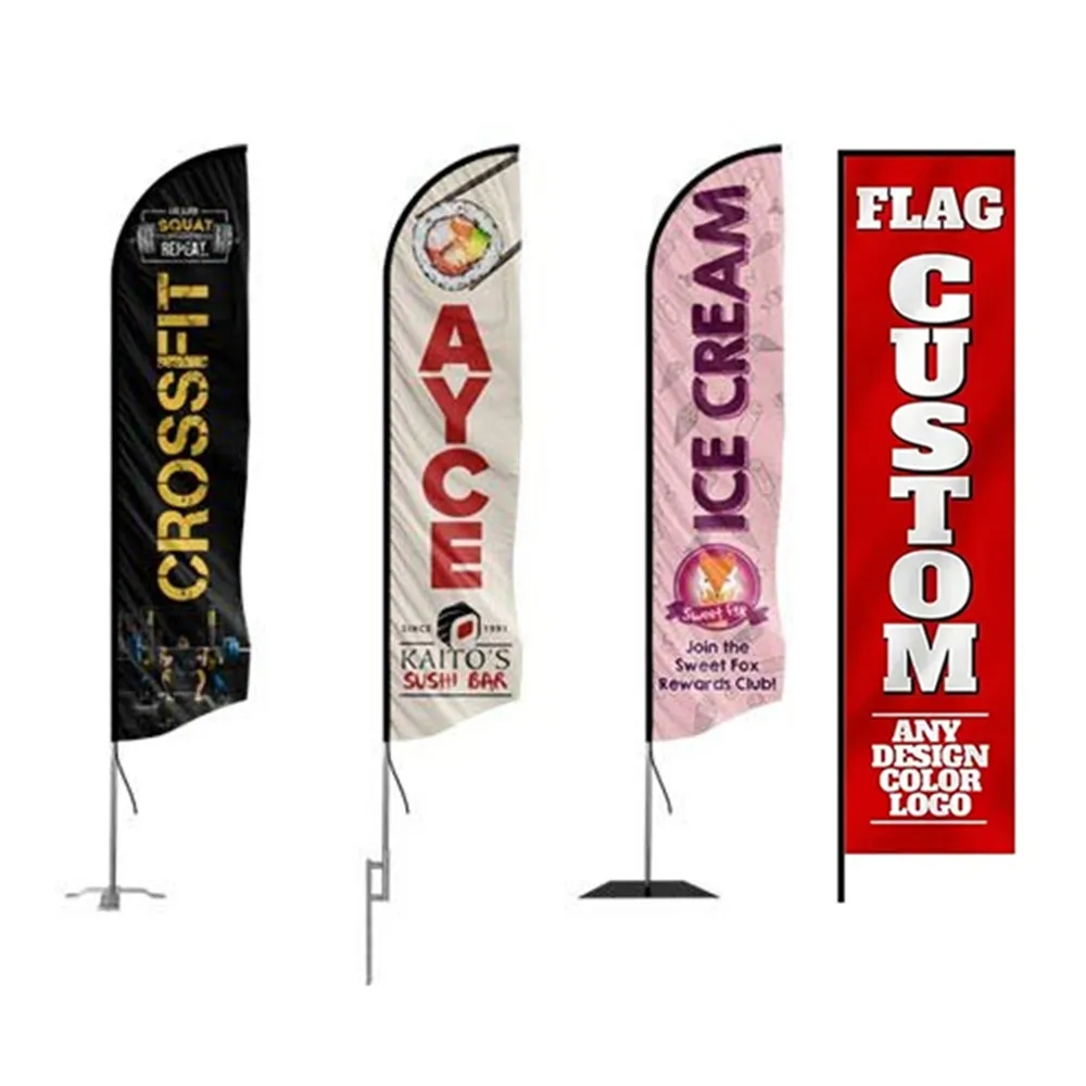 custom advertising flags printed feather banner promotional outdoor custom printed swooper beach feather flag