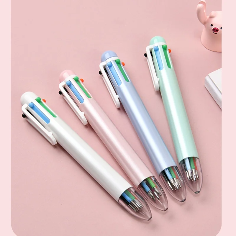 Custom Logo Multicolor Ballpoint Pen 0.5mm Plastic Click Promotion Retractable Black/Blue/Red/Green 4 Colors Writing Gifts