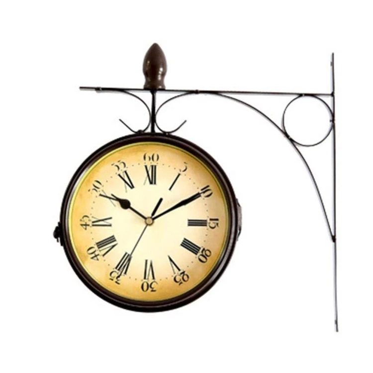 Household Iron Retro Home Wall Clock Double Side 8 inch Hanging Clock