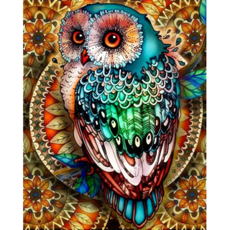 HUACAN Coloring By Numbers Owl Animals Kits Drawing Canvas DIY Pictures Oil Painting Hand Painted Gift Home Decor
