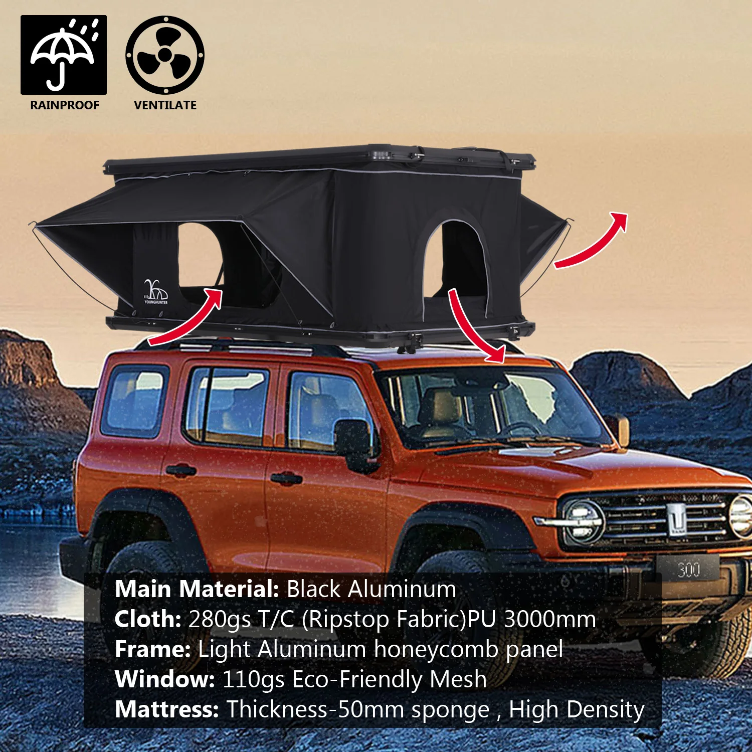 China manufacturers camping buy aluminum hardshell rooftop tent for pickup car suv
