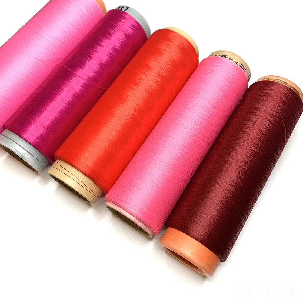 GRS recycled polyester yarn Low Elongation DTY 100D/36F high color fastness dope dyed UV resistance for outdoor fabric