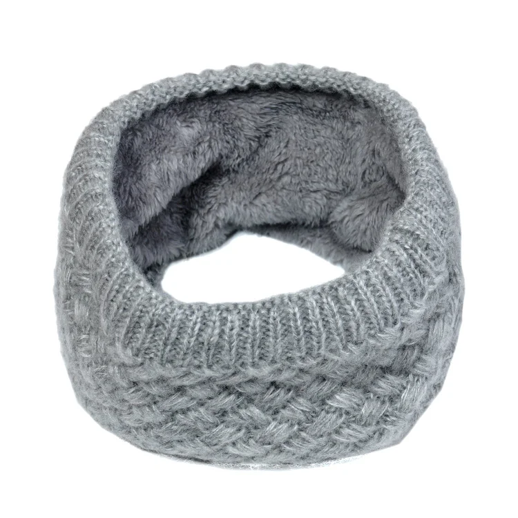 HZW-18179 Winter Double-Layer Soft Fleece Lined Thick Knit Neck Warmer Circle Scarf Windproof Fur Snood