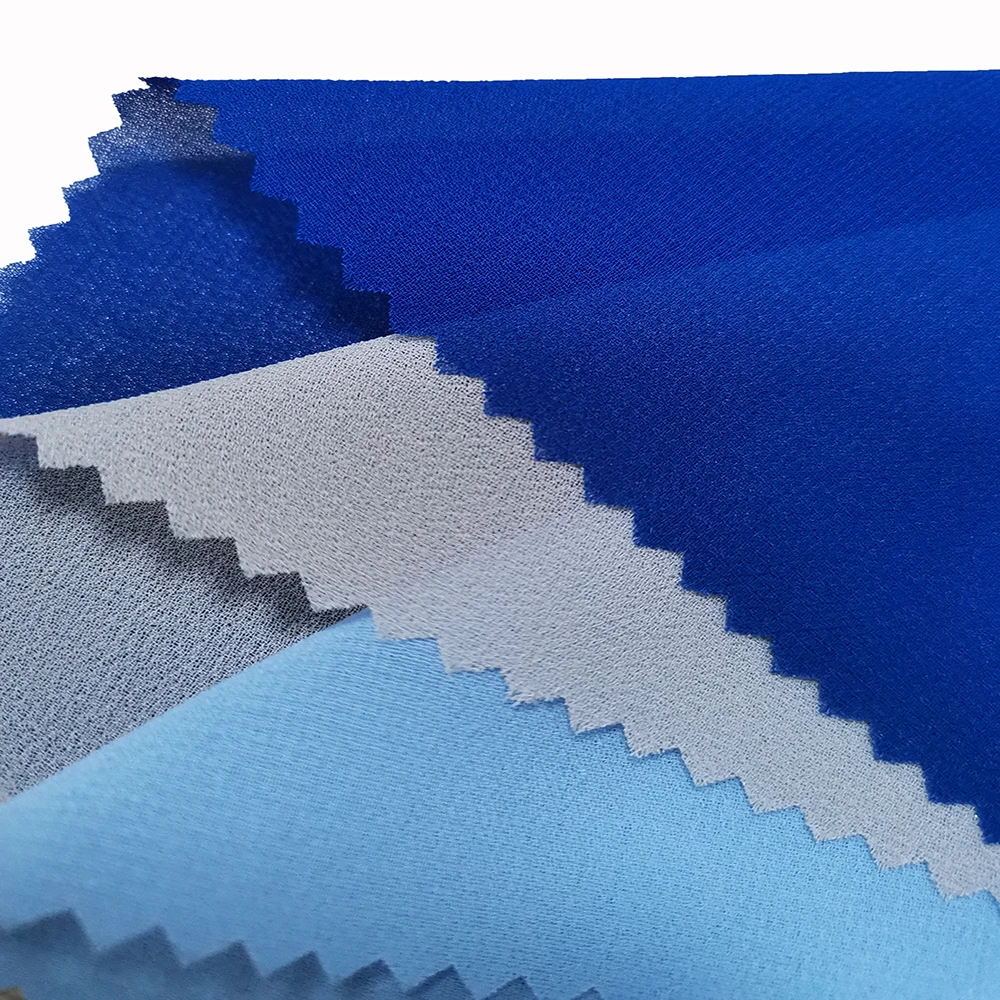 plain 75D 96GSM Recycle PET linen soft pleasantly cool 100% recycle pearl chiffon crepe fabric