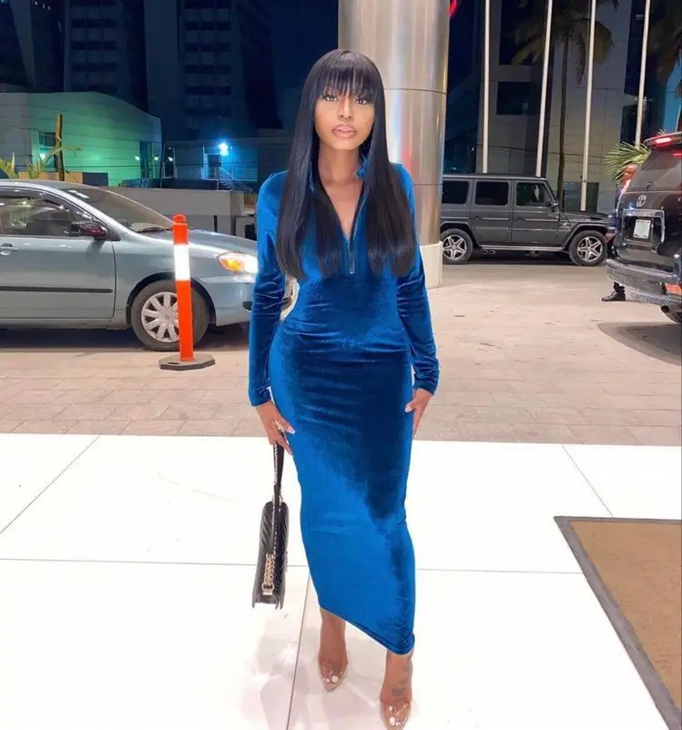 winter off shoulder collar bubble sleeve one-step suede velvet dress for women