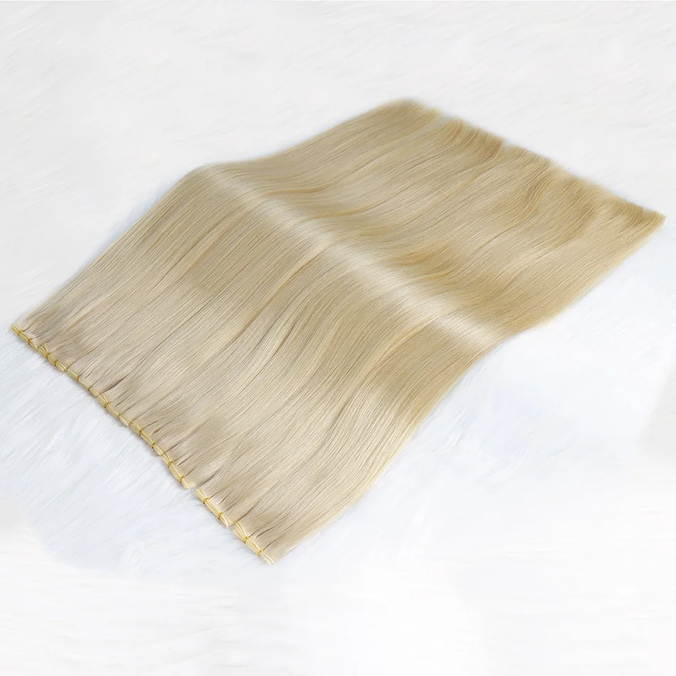 Factory Customized European Virgin Hair Thick End Invisible Weft No Return Hair Double Drawn Genius Weft Hair Extensions