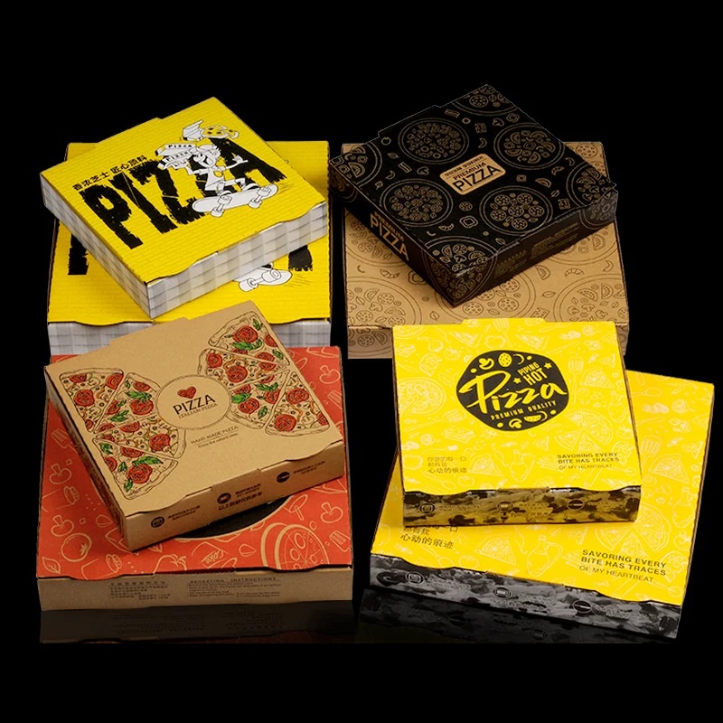 Custom pizza box customized adobe design printing in any size general take out pizza box