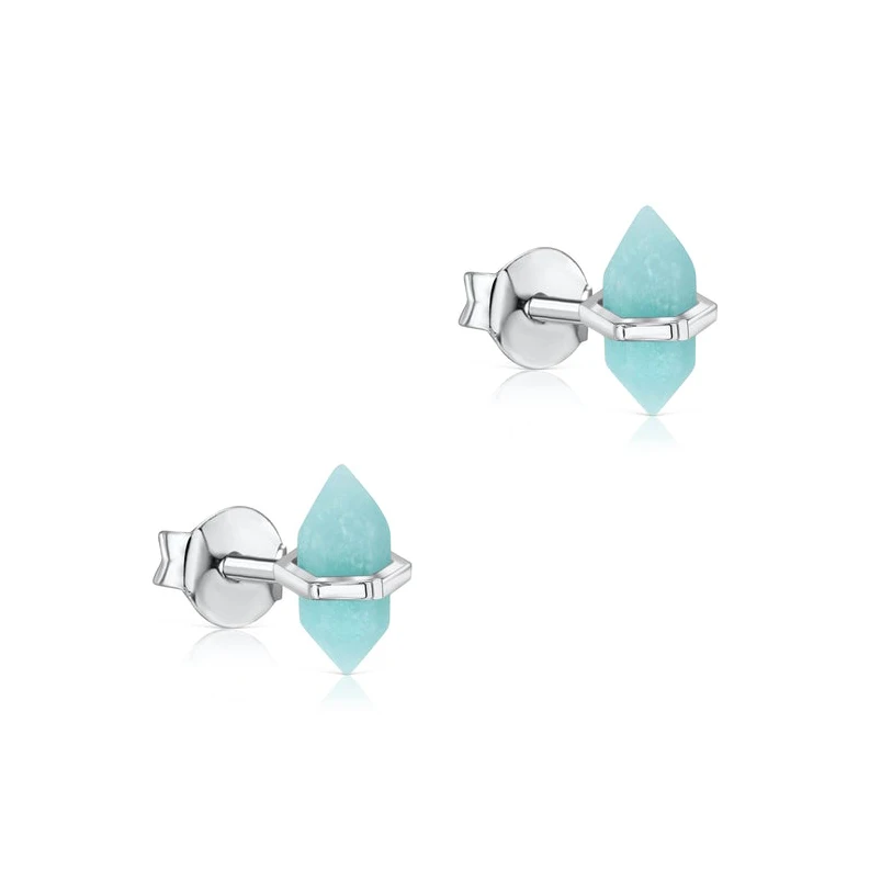 Women Fashion Faceted Spike Gemstone Stud Earrings Wire Drilled Vermeil Natural Gemstone 925 silver Design Jewelry