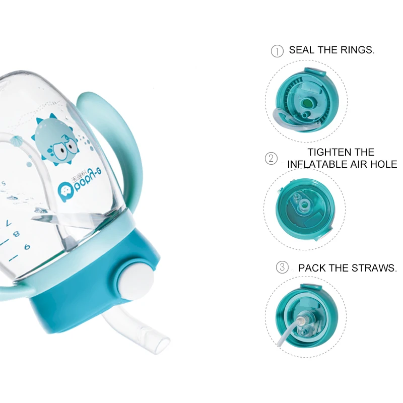 
280ml Popular Tritan Material BPA Free Odor Free Transparent Baby Straw Cup 