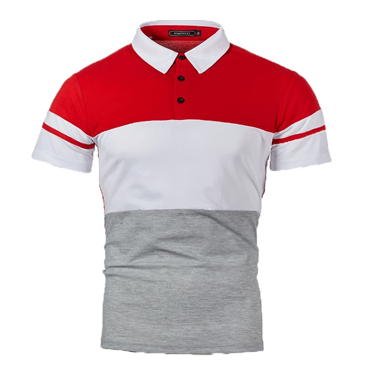 Best Sellers Men Tshirts Custom Striped Summer Clothes Man Golf Apparel Color Combination Block Spliced Polo Shirt