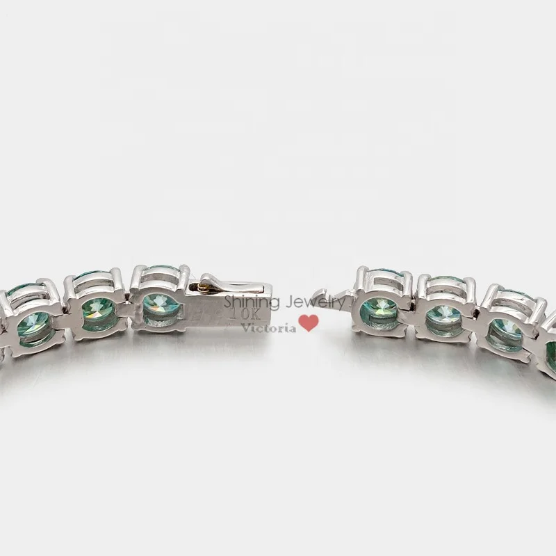 Pure silver 925 pass diamond tester 6.5mm blue moissanite tennis bracelet