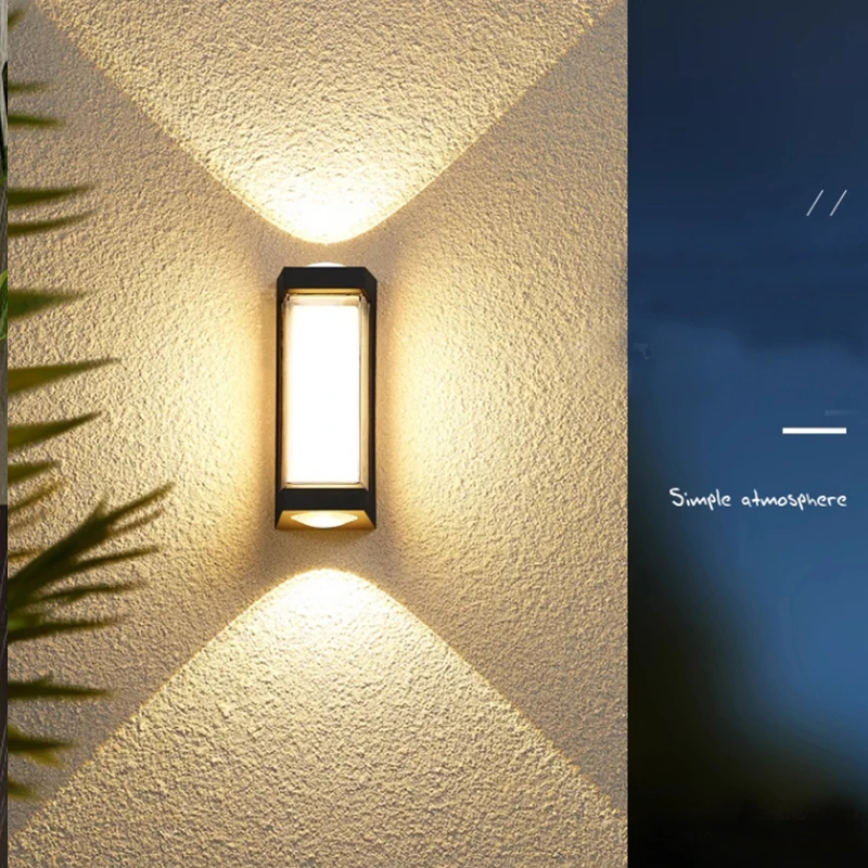 Modern LED Outdoor Wall Lamp with IP65 Rating Aluminum Upper and Lower Decorative Lighting for Porch Wall Lamp