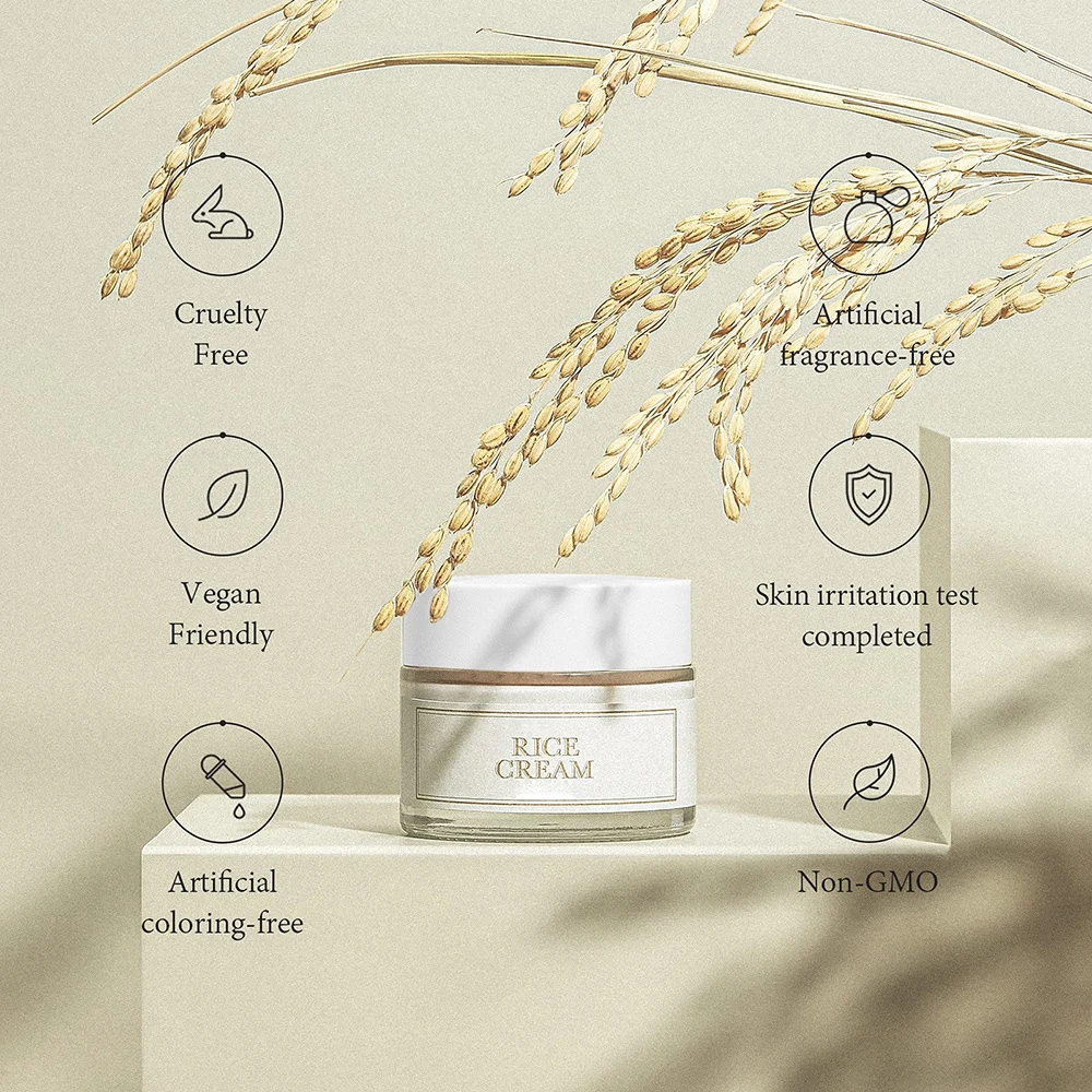 korean skin whitening cream Rice Cream 1.69 Ounce 41% rice bran essence with Glowing Look, Improves Moisture Skin Barrier OEM