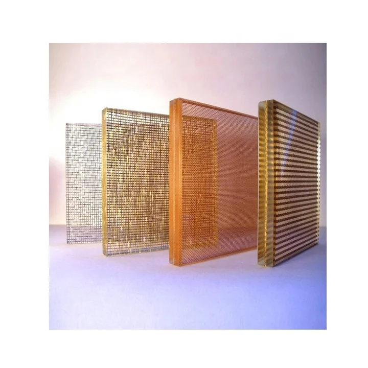 6mm Thick Frosted 10mm Fabric Mesh Wire Decorative Laminated Glass For Interior Decorative