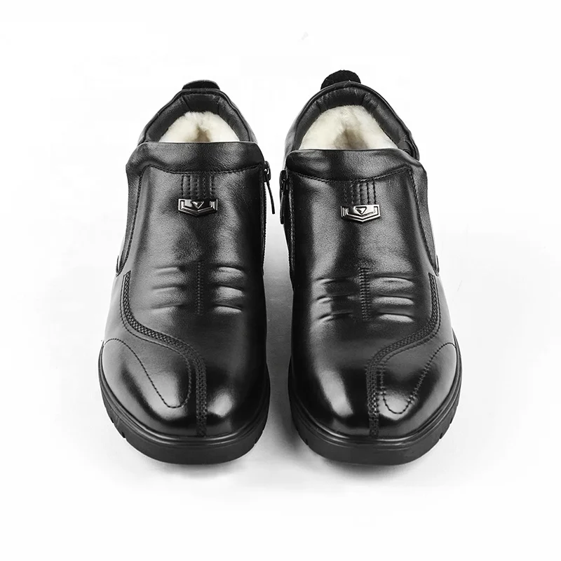 Classical Genuine Leather Rechargeable Electric Heating Shoes Foot Warmer for Men Black Charger Winter Cotton Battery