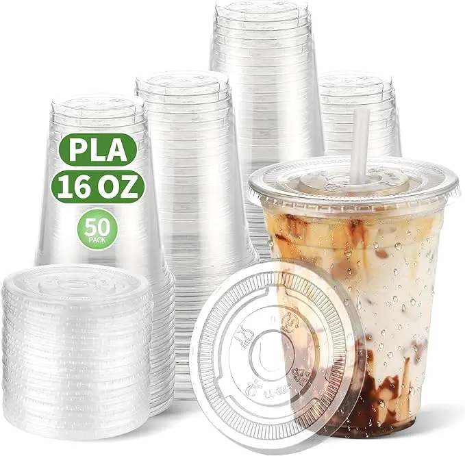 Custom 100% Compostable Clear Plastic Disposable PLA Cup Cups