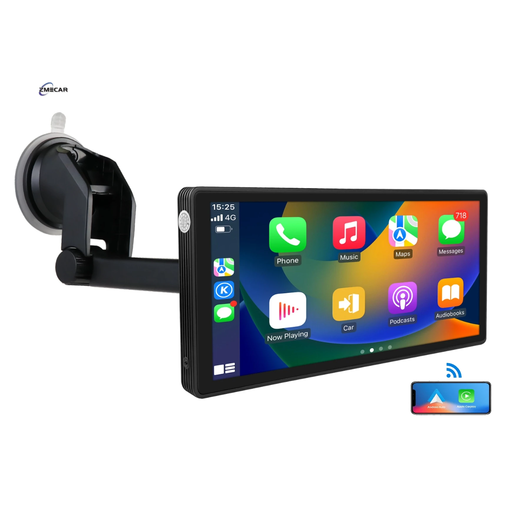 Zmecar Wireless Carplay Portable Car Radio Carplay Screen Android Auto Voice Control BT 10.26 Inch Portable Carplay