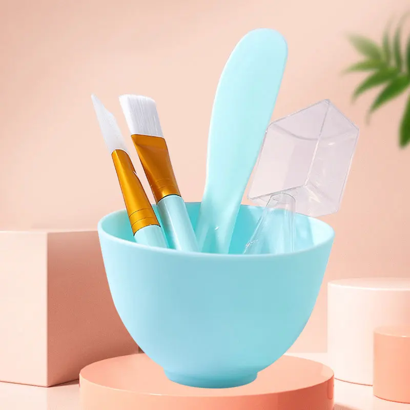 Factory Sell Mask Brush Facial Care Set 5pcs Mask Spatula Silicone Mask Bowl Brush Hair Cleaning Measuring Spoon Set