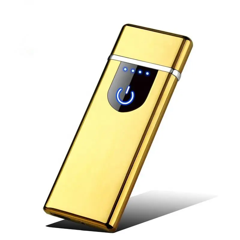 Portable Small Size Heat Coil Slim Lighter Zinc Alloy Fingerprint Encendedor Electrico USB