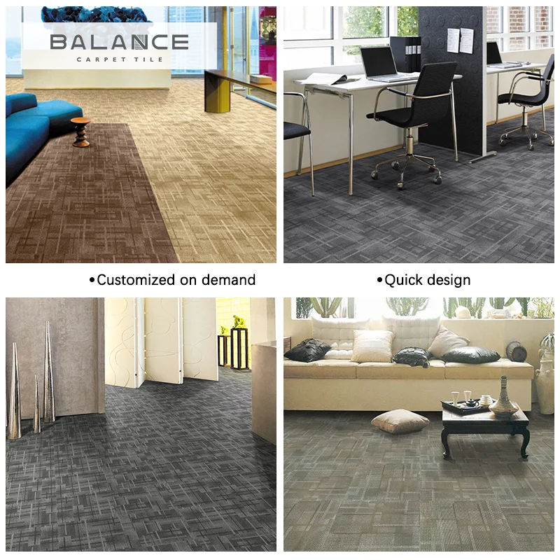 Square Carpet Factory Custom Alfombra Tapis  100% PP/Nylon Yarn PVC Backing carpet tiles 50x50 commercial office