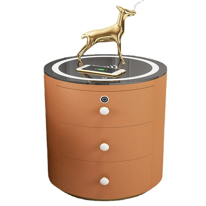 Intelligent bedside table modern simple multi-function bedside table with wireless charging color lamp fingerprint lock sound