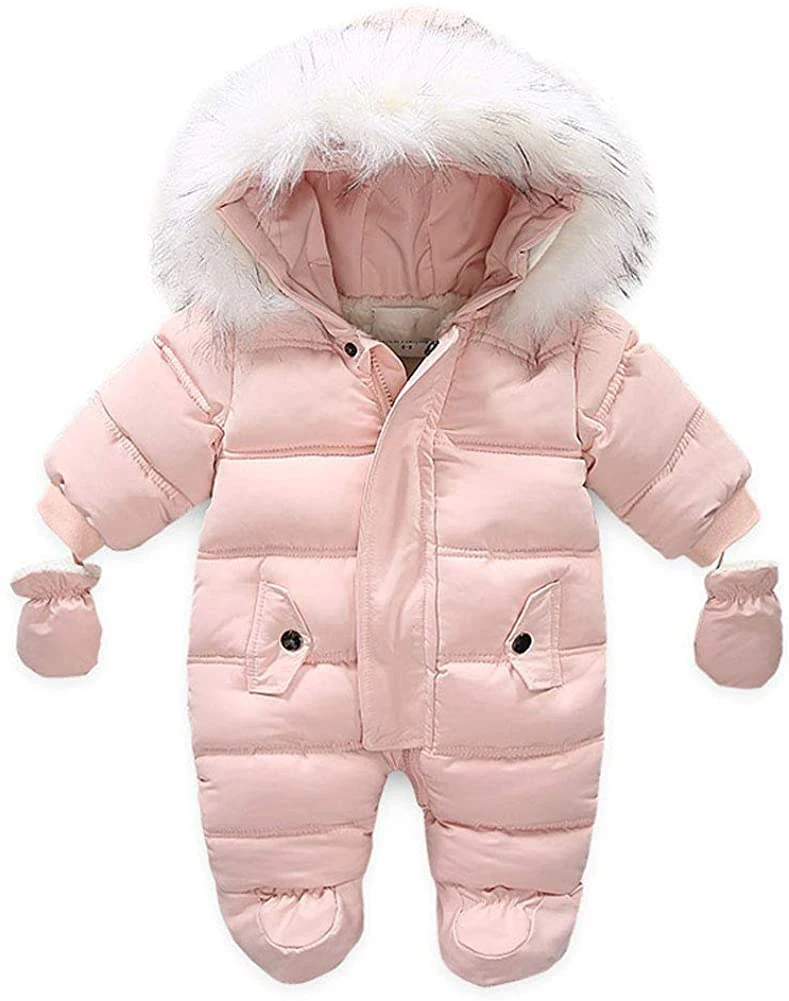  Baby Winter Snowsuit Coat Romper Outwear Hoodied Footie