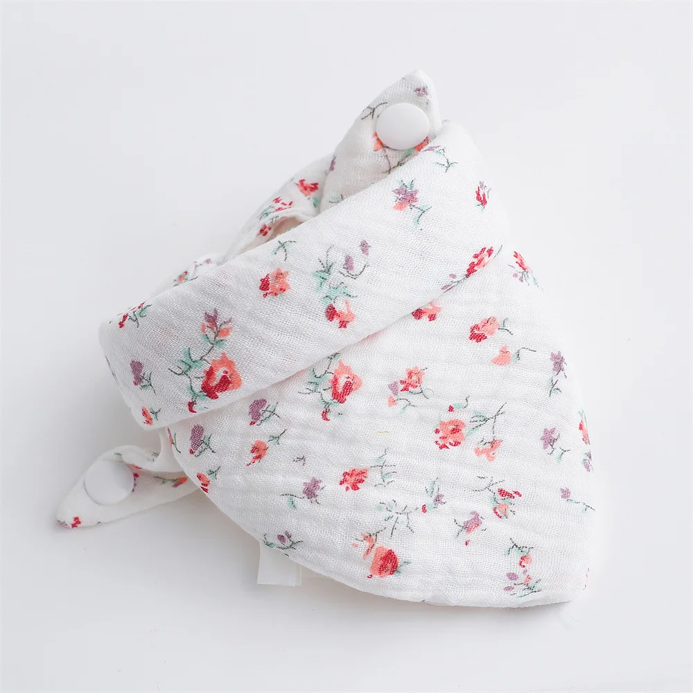 Baby Triangle Bibs Muslin Cotton Burp Cloth Saliva Towel 4 Layers Gauze Bandana Scarf for Boys Girls Feeding Drool Bib