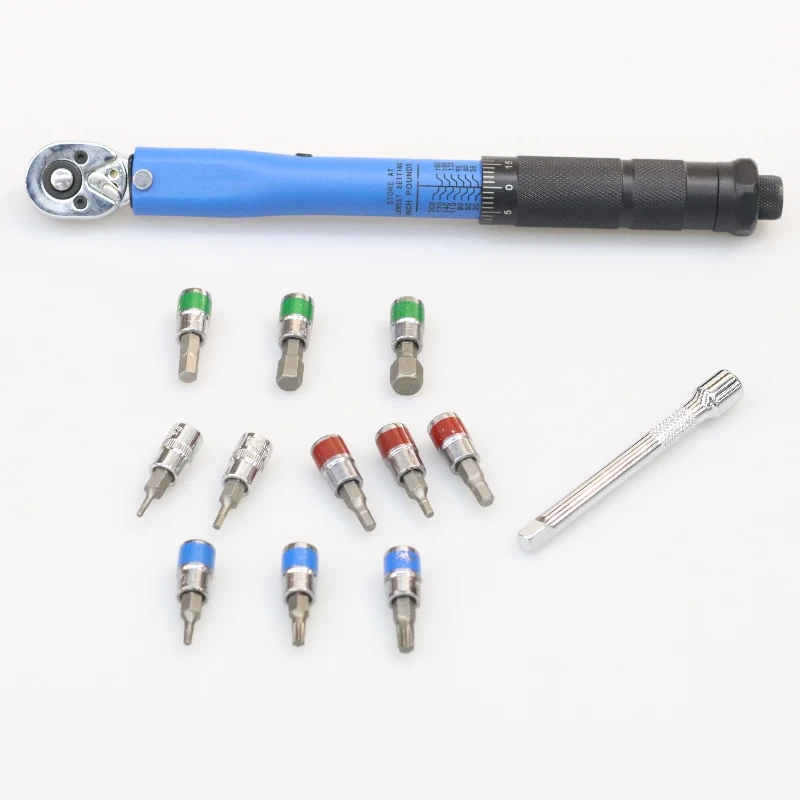 New Fashion 13-piece 1/4' 2.26-22.6nm 20-200lb.ft Torque Wrench Tool Set Multi-functional Household Maintenance Tool Box