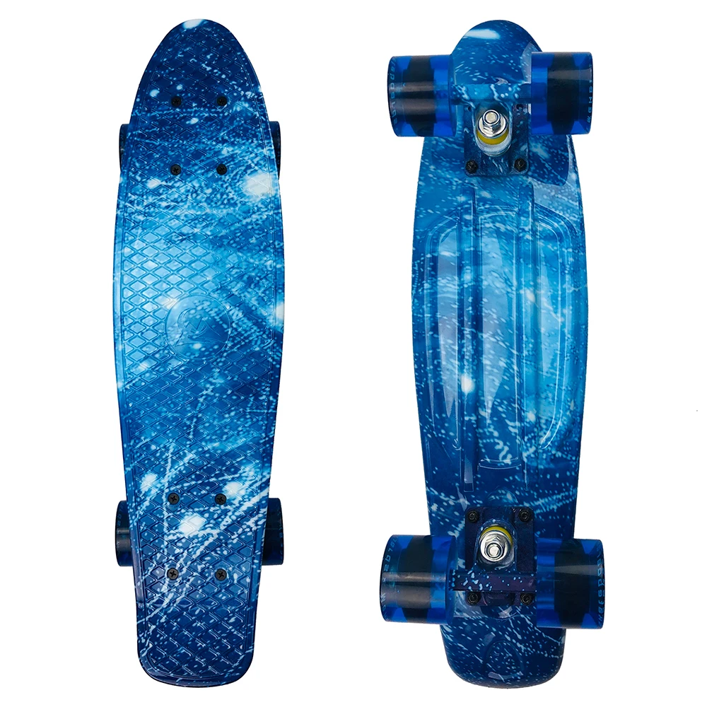 
Blue Star plastic skateboard with colored truck blue flash PU wheel 