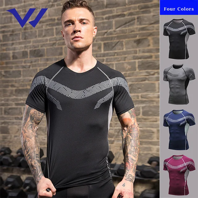 Quick Dry breathable outdoor training active wear mens bodybuilding muscle fit gym top athleisure conjuntos deportivos