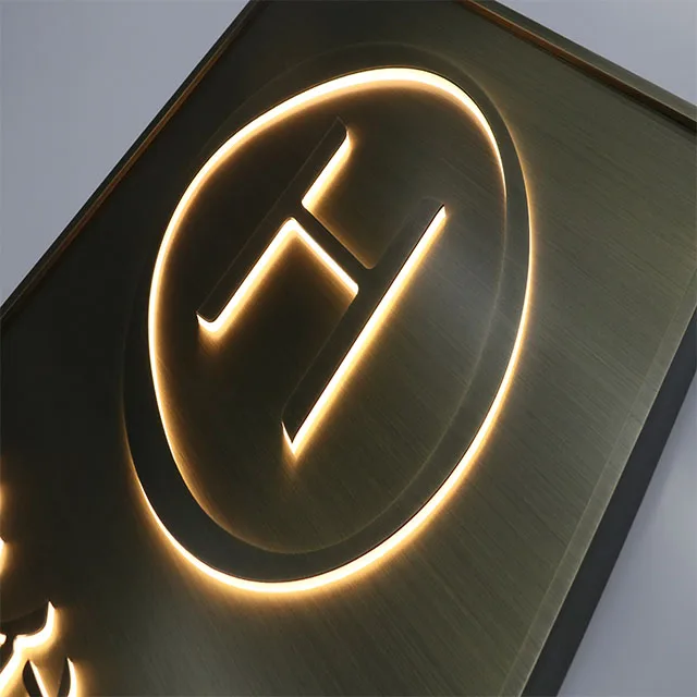 Custom 3D Titanium Gold Signboard letter Lighted Backlit Sign Led Channel Letter Signage