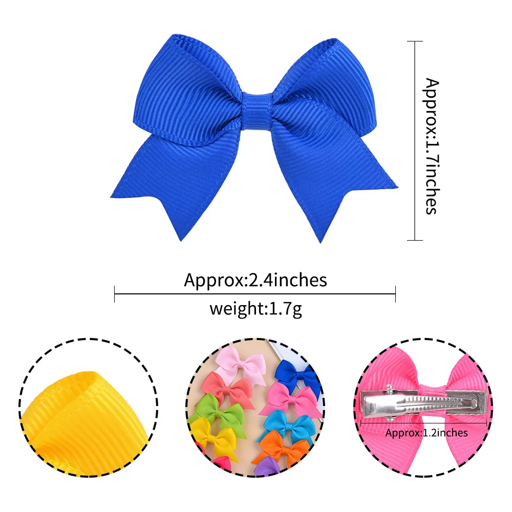 Solid Colors 2.4inch bowknot hair accessories fashionable polyester bow kids clips