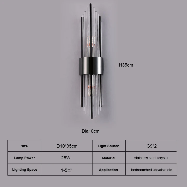 High Quality Postmodern Indoor Glass Bedside Light Luxury Interior Decor Lighting For Home Modern LED Crystal Wall Lamp lights