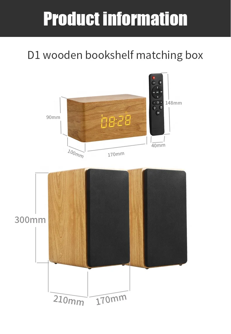 wooden bluetooth  Speaker Desktop Two-Wa High Power HiFi Audio Speaker Passive Bookshelf Surround Home Theater Speaker Sound Box