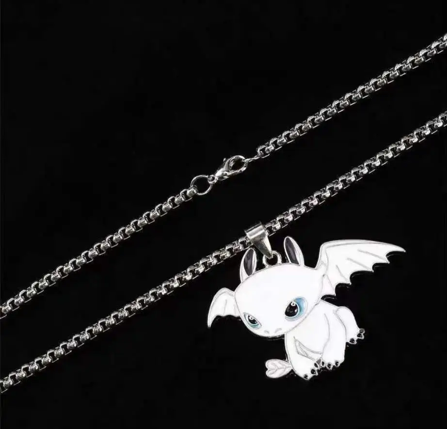 Necklace female ins stainless steel black and white double evil dragon couple one man and one woman pendant pendant