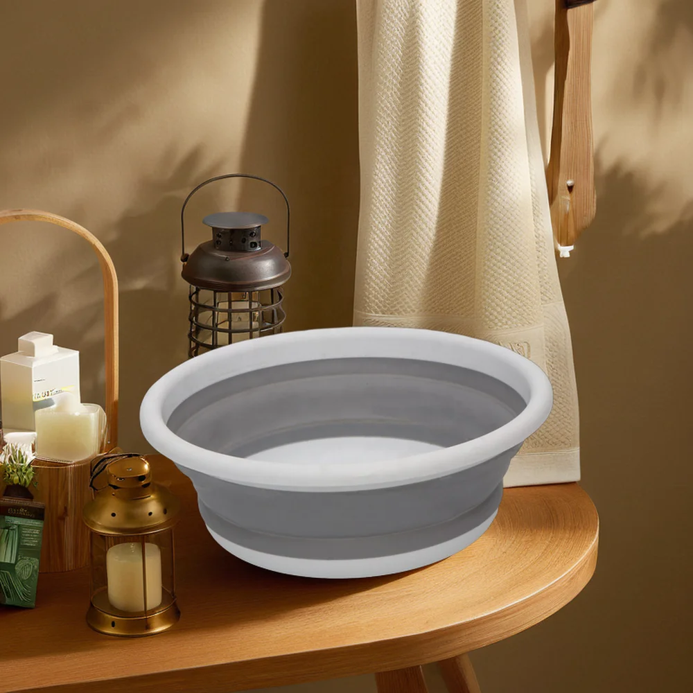 10L Round Lightweight Portable Folding  Basin Multi-Purpose Silicone Collapsible Wash Basin with Durable Plastic Material