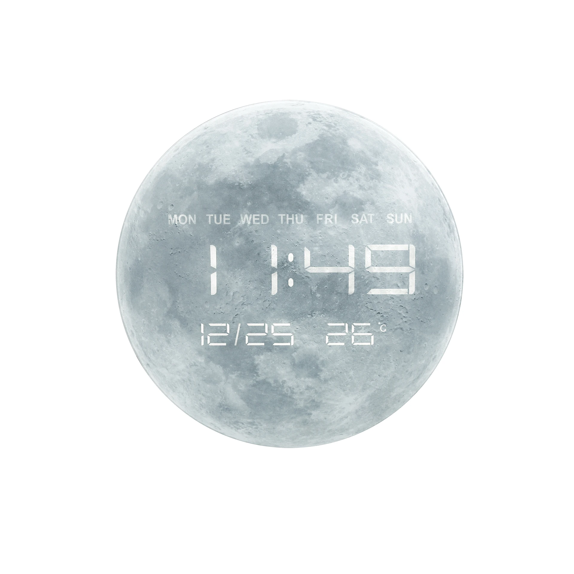 Moon Wall Clock Living Room Perpetual Calendar Led Electronic Clock Wall Mounted Digital Time Display