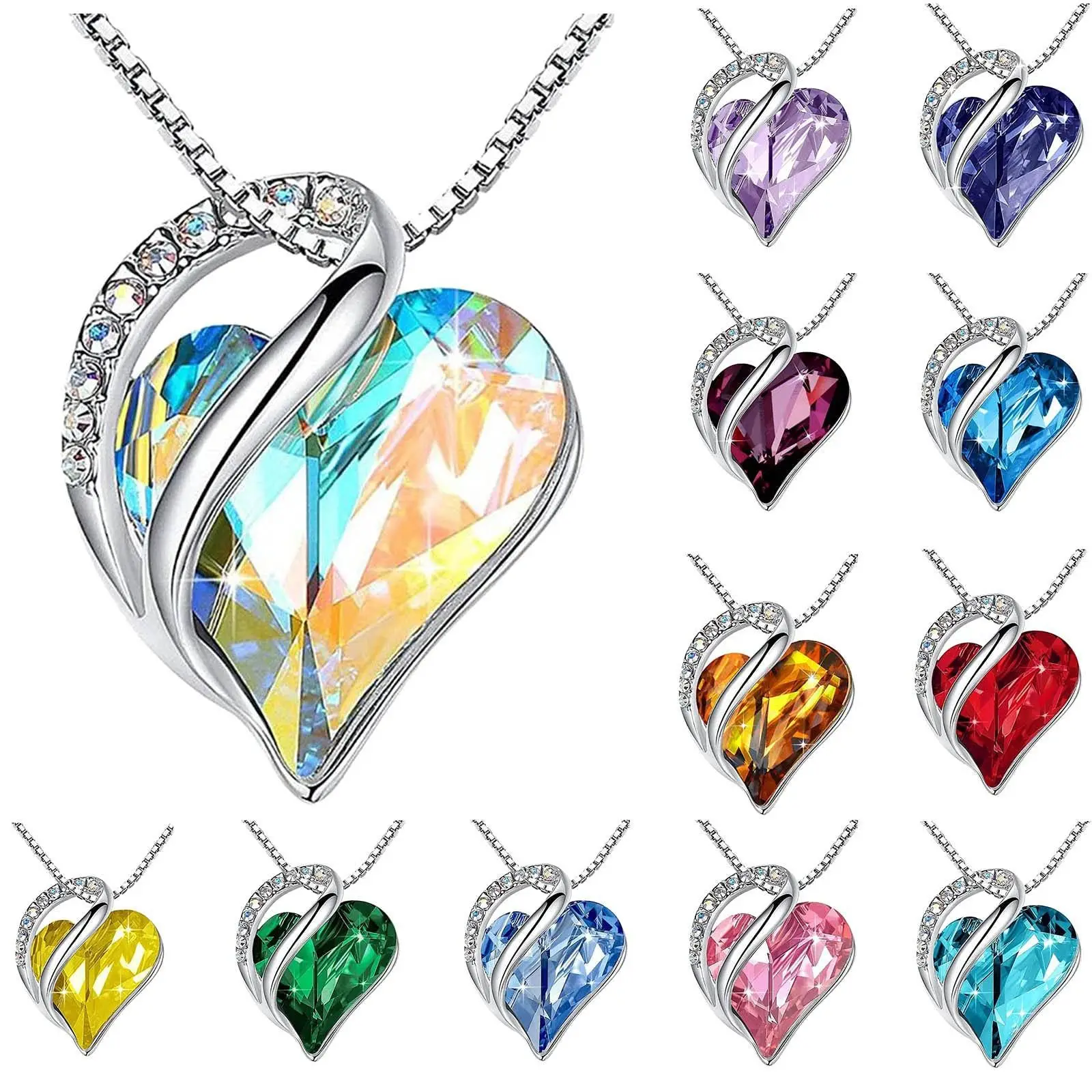 Selling explosion models hot sale fashion accessories ocean heart necklace crystal pendant ladies clavicle chain