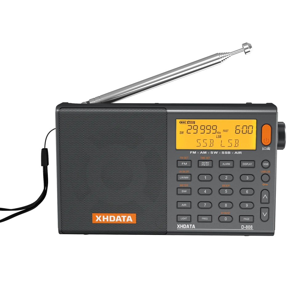 XHDATA SIHUADON D-808 Portable Digital Radio FM stereo/SW/MW/LW/SSB PLL Air Band Multi Band Receiver  Speaker