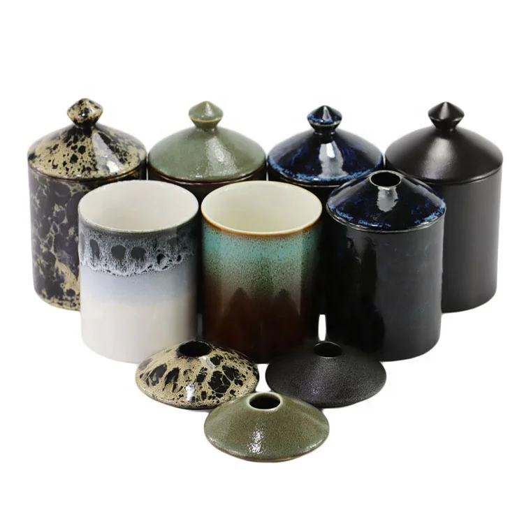 Synwish Wholesale Nordic Custom Luxury Ceramic Candle Jars Aura Porcelain 350g Candle Vessels for Candles with Lids