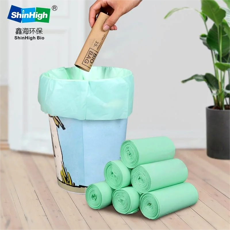 Hot selling color biodegradable bin liners cornstarch garbage bio bag on roll