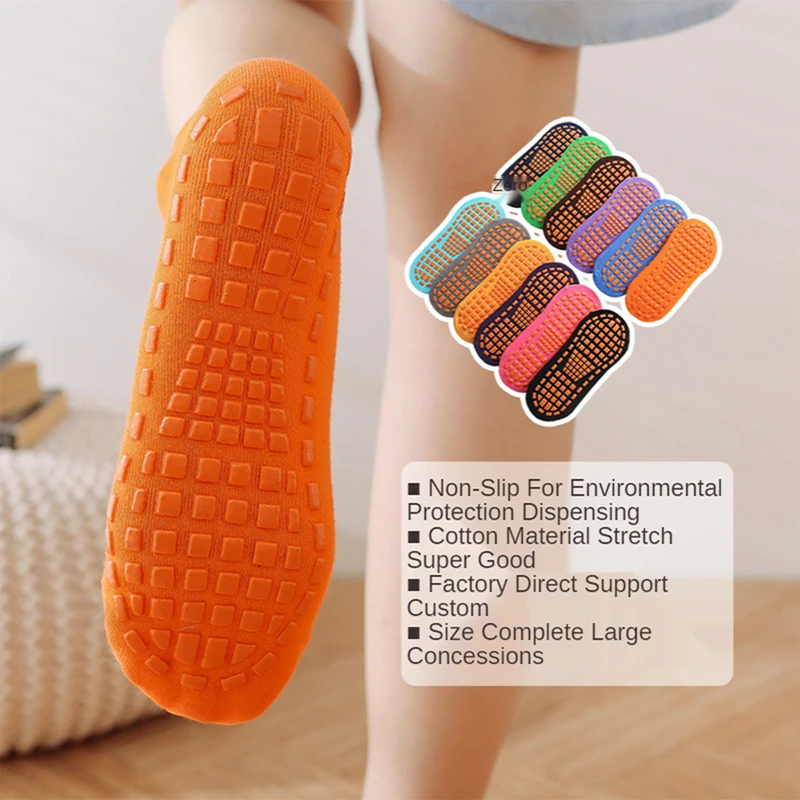 High Quality Non Slip Silicon Sole Yoga Socks Kids Trampoline Bounce Polyester Grip Sock