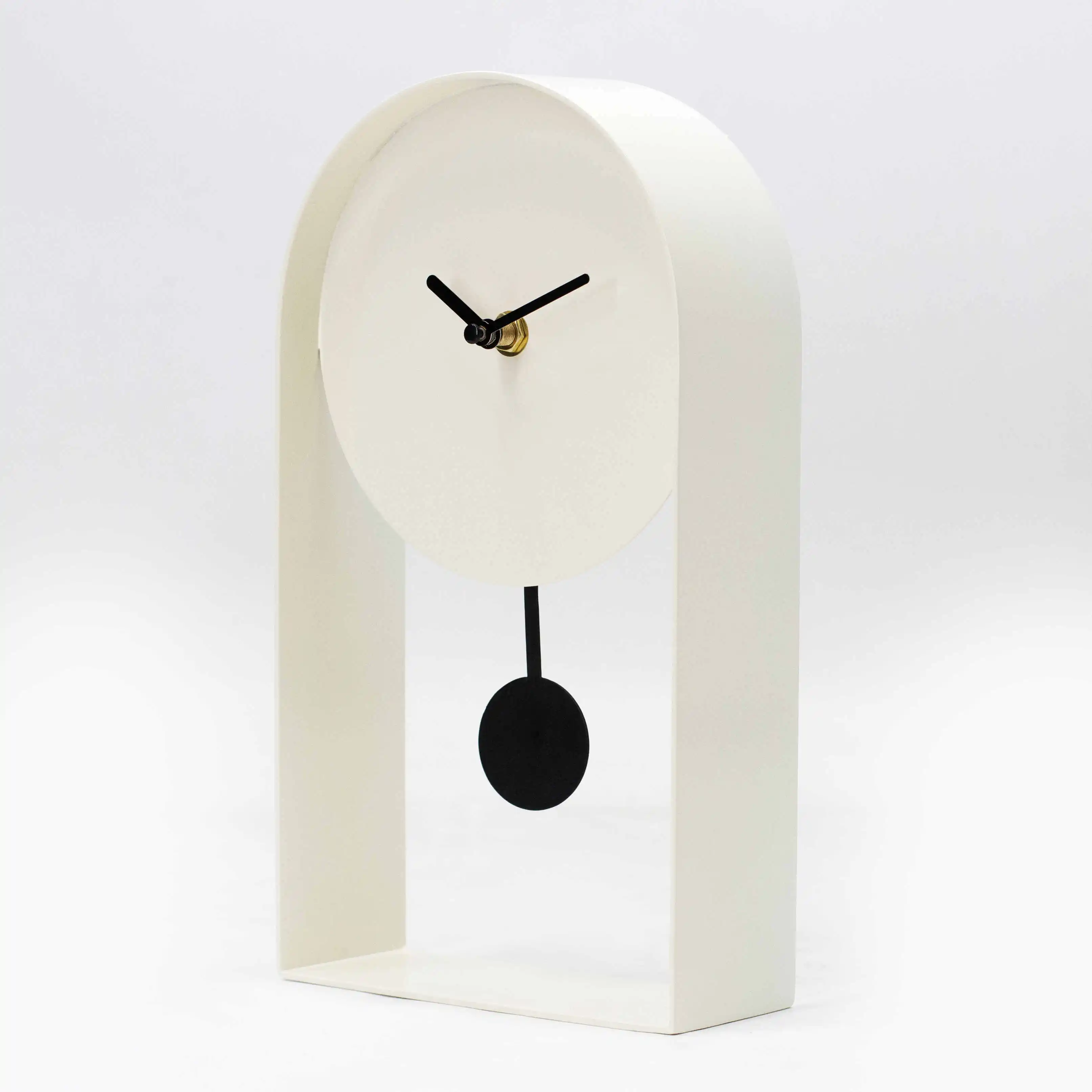Arched Beige color Metal Pendulum Clock Non-ticking desk clock,table decor for Home Office 10.8'H Fancy Hot selling for gifts