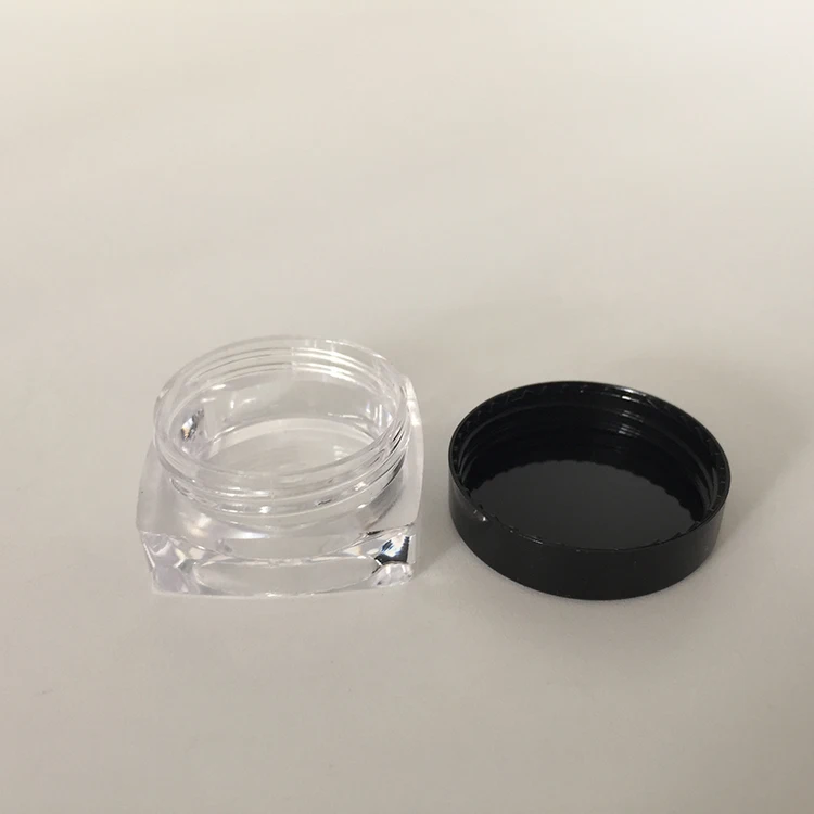 Wholesale mini 3g / gram plastic square shaped cosmetic jar pot container for cosmetic sample