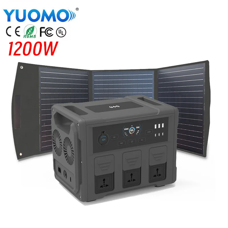 Портативная электростанция 1200 Вт солнечная энергетическая система аккумулирующая батарея/уличные походные банки для быстрой зарядки